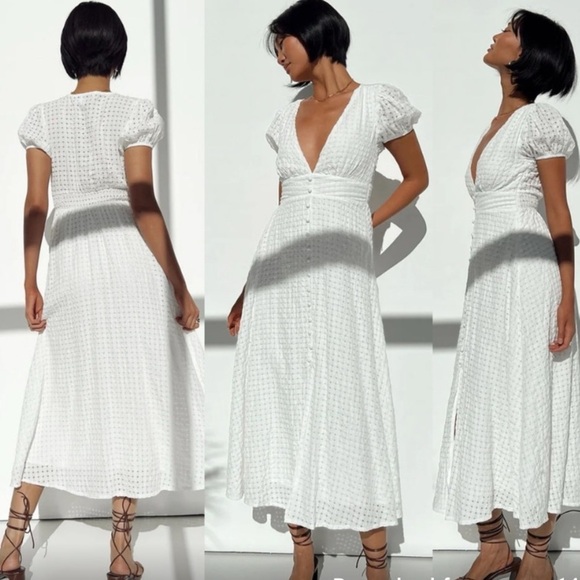 Princess Polly Dresses & Skirts - Princess Polly White Puff Sleeve Midi Dress